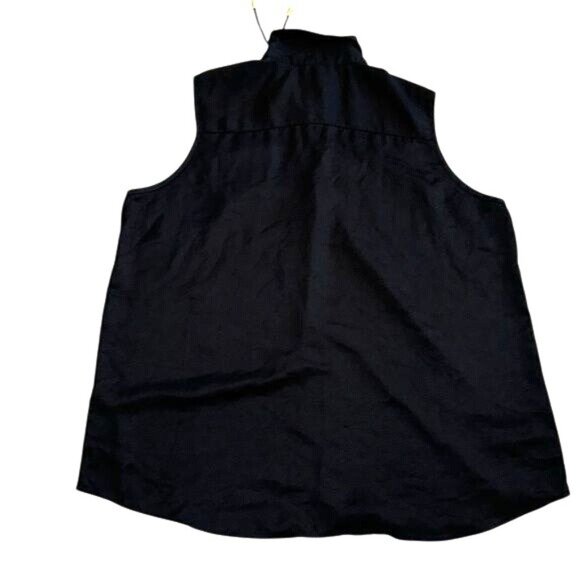 Sleeveless Black Lace-Up Blouse With Gold Zipper Pockets Mileage Brand 3X Polyes - Picture 5 of 7